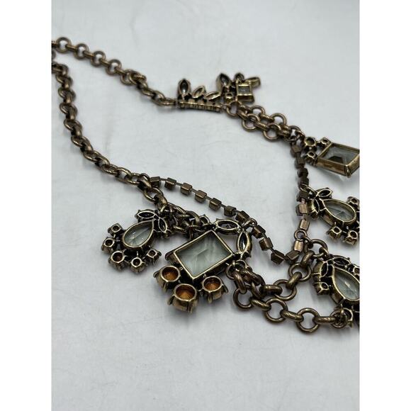J. Crew Asymmetrical Drape Topaz Black Gray Rhinestone Necklace - Picture 13 of 16